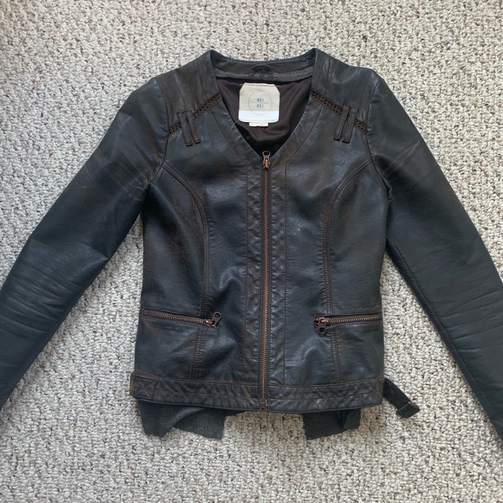Anthropologie Faux Leather Brown Jacket